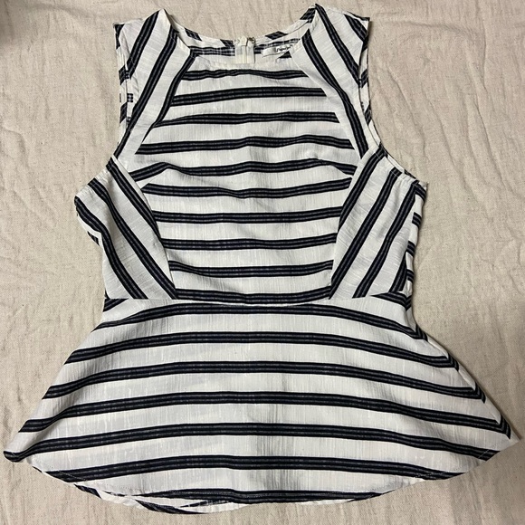 black and white striped peplum blouse - Picture 1 of 3